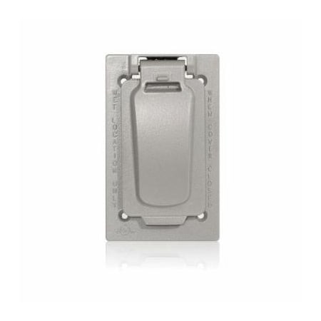 Leviton Electrical Box Cover, Outlet Box Type, 1 Gang Gang, Aluminum, GFCI Receptacle Cover Type WM1VF-GY